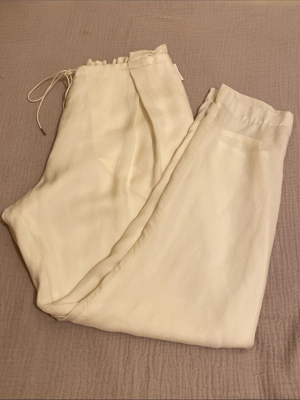 PAS DE CALAIS Cream Drawstring Pants. Size S. New